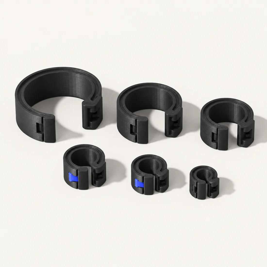 Sæt med 3D-printede kabelclips
